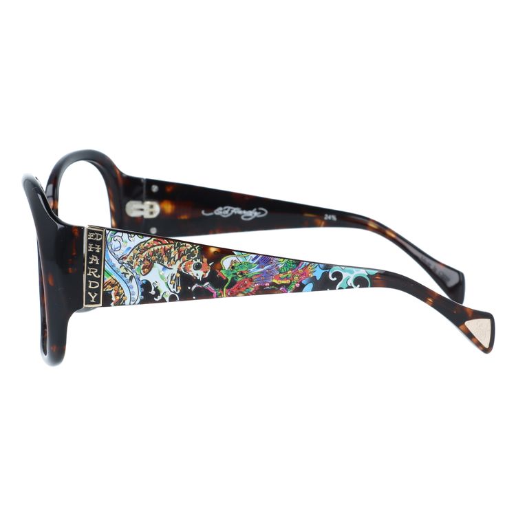 【訳あり・フレームのみ】エドハーディー フレームのみ アジアンフィット Ed Hardy KOI LEAPING&DRAGON TORTOISE 61サイズ バタフライ型 アウトレット品 ユニセックス メンズ レディース