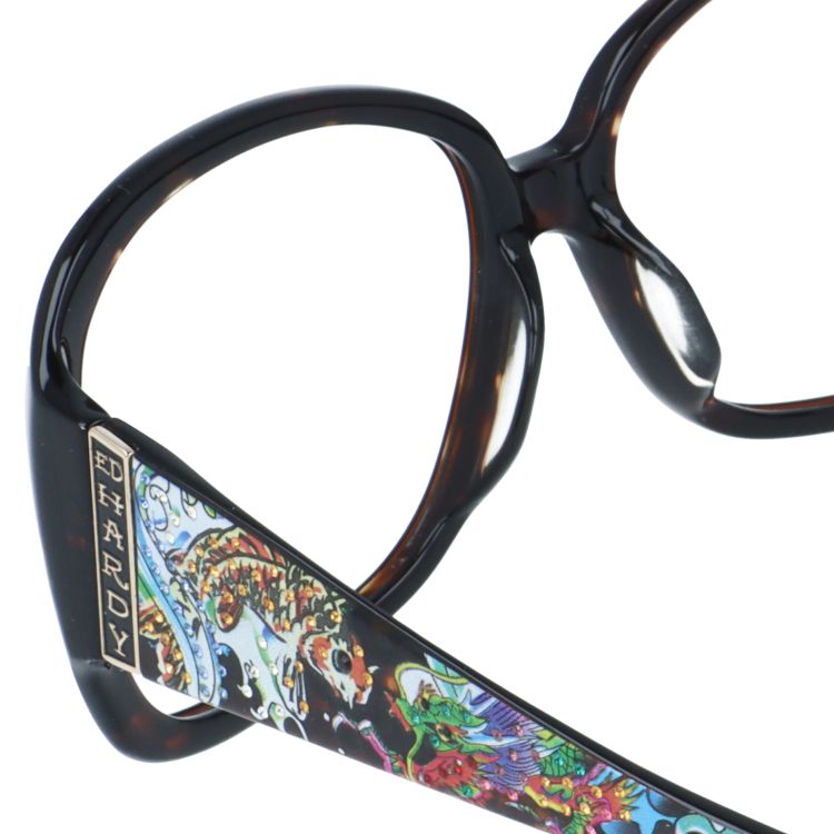 【訳あり・フレームのみ】エドハーディー フレームのみ アジアンフィット Ed Hardy KOI LEAPING&DRAGON TORTOISE 61サイズ バタフライ型 アウトレット品 ユニセックス メンズ レディース