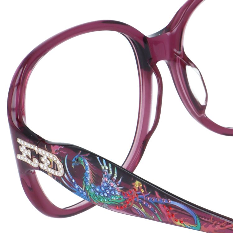 【訳あり・フレームのみ】エドハーディー フレームのみ アジアンフィット Ed Hardy PHOENIX BURGUNDY 60サイズ バタフライ型 アウトレット品 ユニセックス メンズ レディース