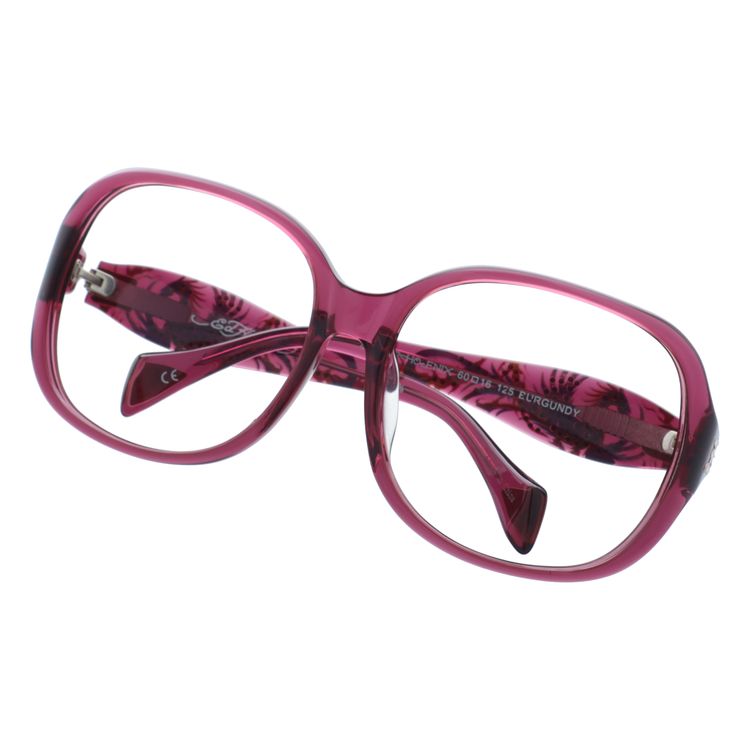 【訳あり・フレームのみ】エドハーディー フレームのみ アジアンフィット Ed Hardy PHOENIX BURGUNDY 60サイズ バタフライ型 アウトレット品 ユニセックス メンズ レディース