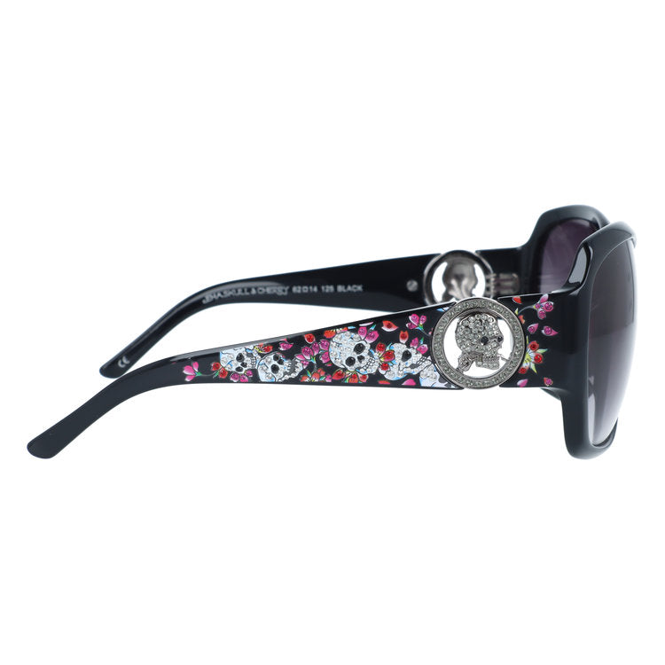 【訳あり】エドハーディー サングラス アジアンフィット Ed Hardy SKULL CHERRY(BLACK) 62サイズ バタフライ型 アウトレット品 ユニセックス メンズ レディース