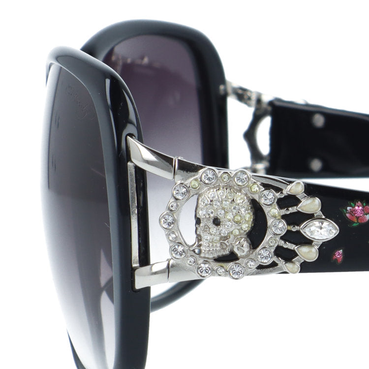 【訳あり】エドハーディー サングラス 偏光サングラス アジアンフィット Ed Hardy SKULL 2(BLACK) 62サイズ スクエア型 アウトレット品 ユニセックス メンズ レディース