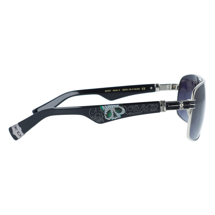 【訳あり】エドハーディー サングラス 偏光サングラス アジアンフィット Ed Hardy SKULL 2(SILVER) 62サイズ スクエア型 アウトレット品 ユニセックス メンズ レディース