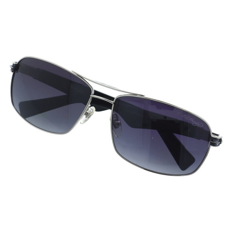 【訳あり】エドハーディー サングラス 偏光サングラス アジアンフィット Ed Hardy SKULL 2(SILVER) 62サイズ スクエア型 アウトレット品 ユニセックス メンズ レディース