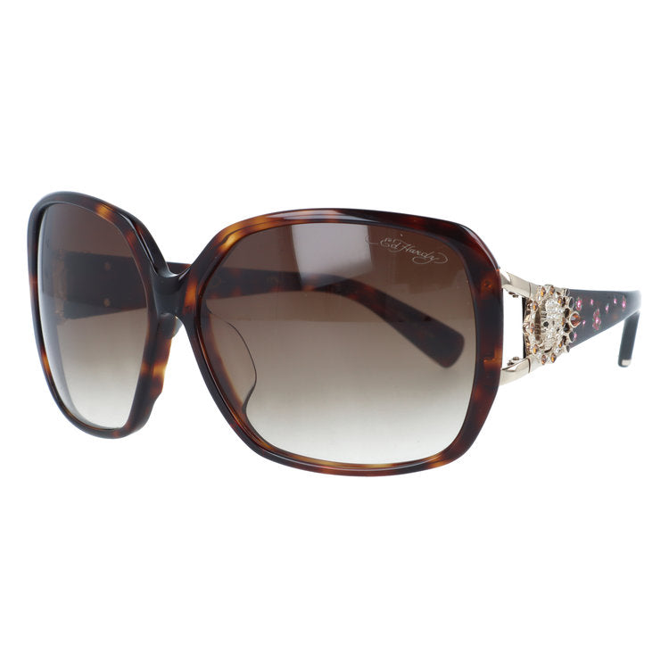 【訳あり】エドハーディー サングラス アジアンフィット Ed Hardy SKULL & ROSE 2(TORTOISE) 61サイズ バタフライ型 アウトレット品 ユニセックス メンズ レディース