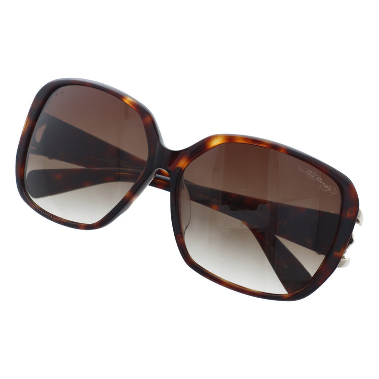 【訳あり】エドハーディー サングラス アジアンフィット Ed Hardy SKULL & ROSE 2(TORTOISE) 61サイズ バタフライ型 アウトレット品 ユニセックス メンズ レディース