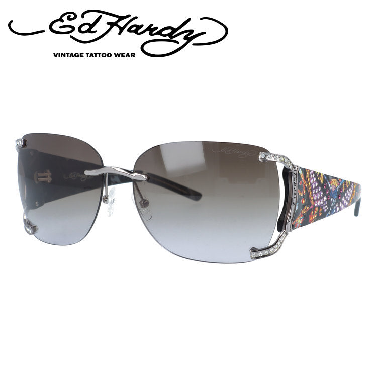 【訳あり】エドハーディー サングラス アジアンフィット Ed Hardy BUTTERFLY GIRL GUN 62サイズ バタフライ型 アウトレット品 ユニセックス メンズ レディース