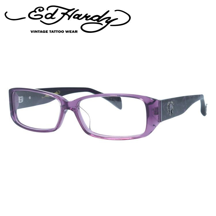 【訳あり】エドハーディー EdHardy メガネ フレーム 眼鏡 度付き 度なし 伊達 EHOA001 3 PURPLE パープル スクエア型 メンズ レディース UVカット 紫外線 ラッピング無料
