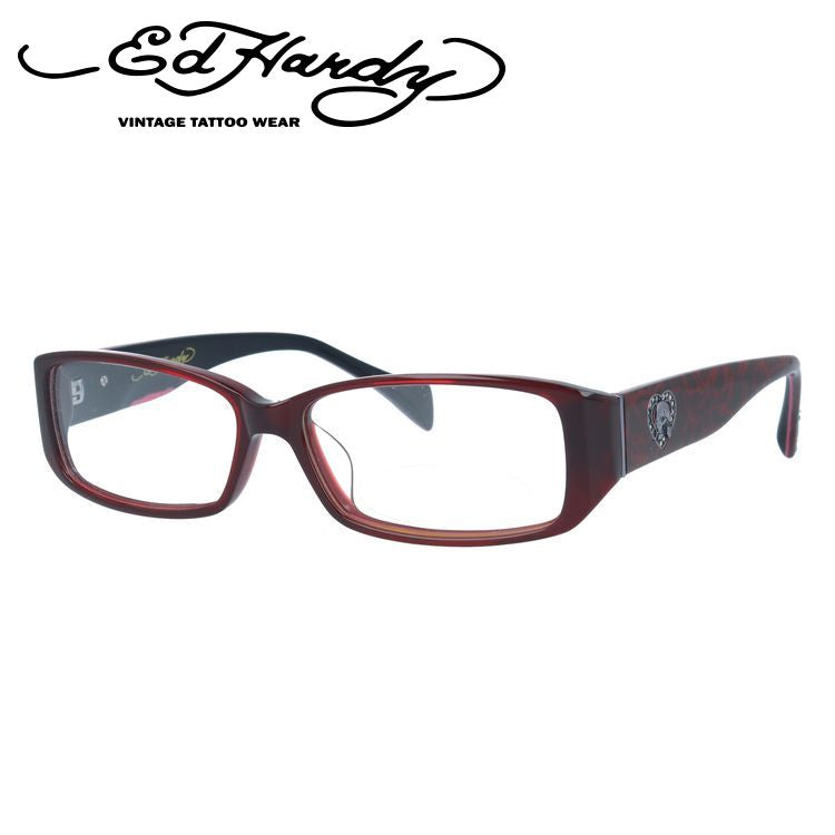 エドハーディー EdHardy メガネ フレーム 眼鏡 度付き 度なし 伊達 EHOA001 4 RED レッド スクエア型 メンズ レディース UVカット 紫外線 ラッピング無料
