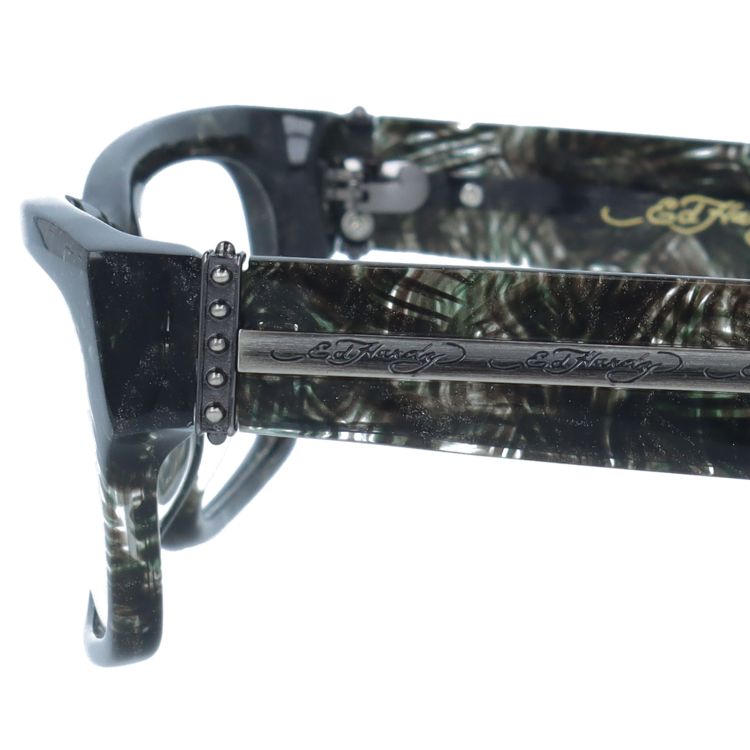 【訳あり】エドハーディー EdHardy メガネ フレーム 眼鏡 度付き 度なし 伊達 EHOA004 3 BLACK HORN ブラックホーン スクエア型 メンズ レディース UVカット 紫外線 ラッピング無料