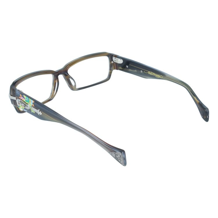 【訳あり】エドハーディー EdHardy メガネ フレーム 眼鏡 度付き 度なし 伊達 EHOA005 2 GREY HORN グレイホーン スクエア型 メンズ レディース UVカット 紫外線 ラッピング無料