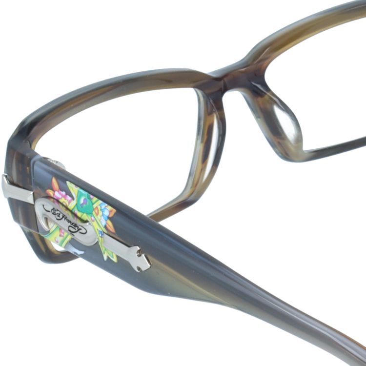 エドハーディー EdHardy メガネ フレーム 眼鏡 度付き 度なし 伊達 EHOA005 2 GREY HORN グレイホーン スクエア型 メンズ レディース UVカット 紫外線 ラッピング無料