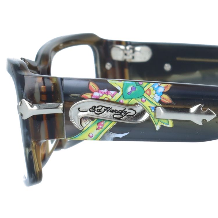 エドハーディー EdHardy メガネ フレーム 眼鏡 度付き 度なし 伊達 EHOA005 2 GREY HORN グレイホーン スクエア型 メンズ レディース UVカット 紫外線 ラッピング無料