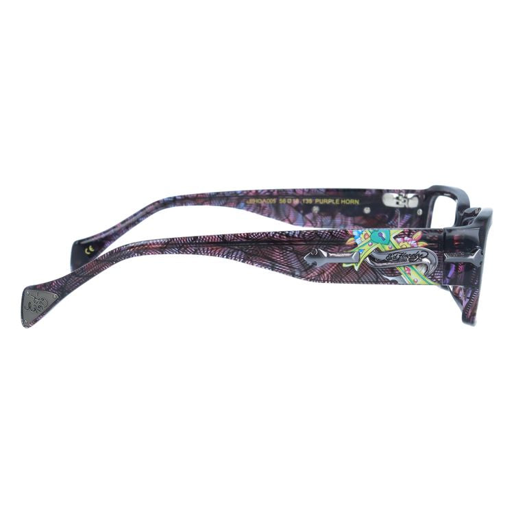 【訳あり】エドハーディー EdHardy メガネ フレーム 眼鏡 度付き 度なし 伊達 EHOA005 4 PURPLE HORN パープルホーン スクエア型 メンズ レディース UVカット 紫外線 ラッピング無料
