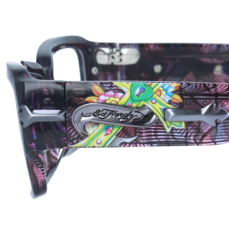 【選べる15色 ライトカラーレンズ】【訳あり】エドハーディー サングラス オリジナルライトカラーレンズ EdHardy EHOA005 4 PURPLE HORN パープルホーン スクエア型 メンズ レディース UVカット 紫外線 ラッピング無料