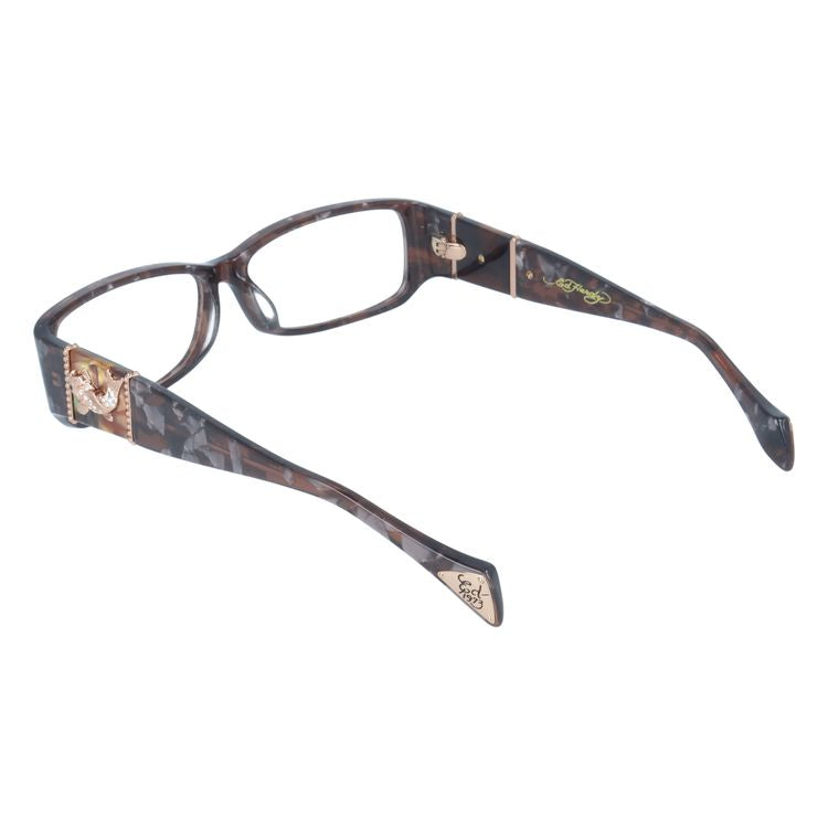 【訳あり】エドハーディー EdHardy メガネ フレーム 眼鏡 度付き 度なし 伊達 EHOA006 2 BROWN HORN ブラウンホーン スクエア型 メンズ レディース UVカット 紫外線 ラッピング無料