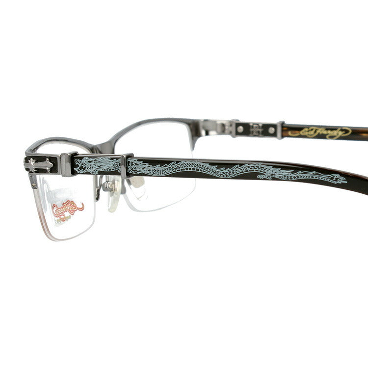 【訳あり】エドハーディー EdHardy メガネ フレーム 眼鏡 度付き 度なし 伊達 EHOA010 4 S.GUNMETAL シルバーガンメタル スクエア型 メンズ レディース UVカット 紫外線 ラッピング無料