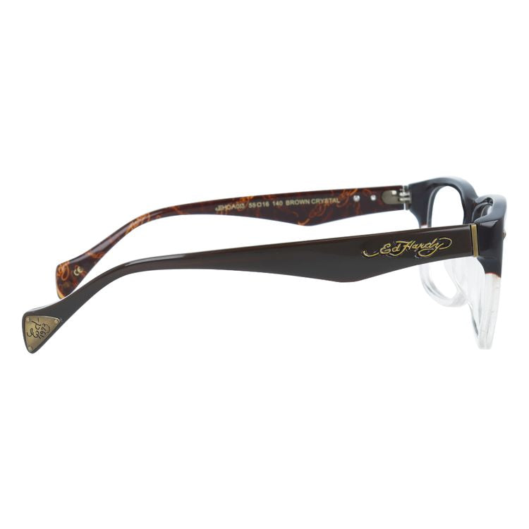 エドハーディー EdHardy メガネ フレーム 眼鏡 度付き 度なし 伊達 EHOA013 2 BROWN CR ブラウンクリスタル ウェリントン型 メンズ レディース UVカット 紫外線 ラッピング無料