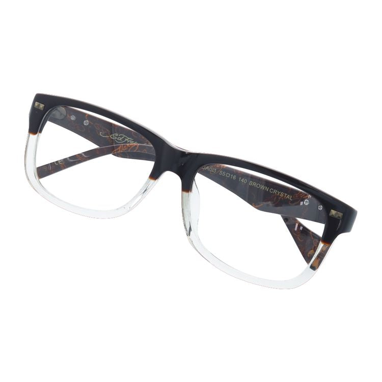 エドハーディー EdHardy メガネ フレーム 眼鏡 度付き 度なし 伊達 EHOA013 2 BROWN CR ブラウンクリスタル ウェリントン型 メンズ レディース UVカット 紫外線 ラッピング無料