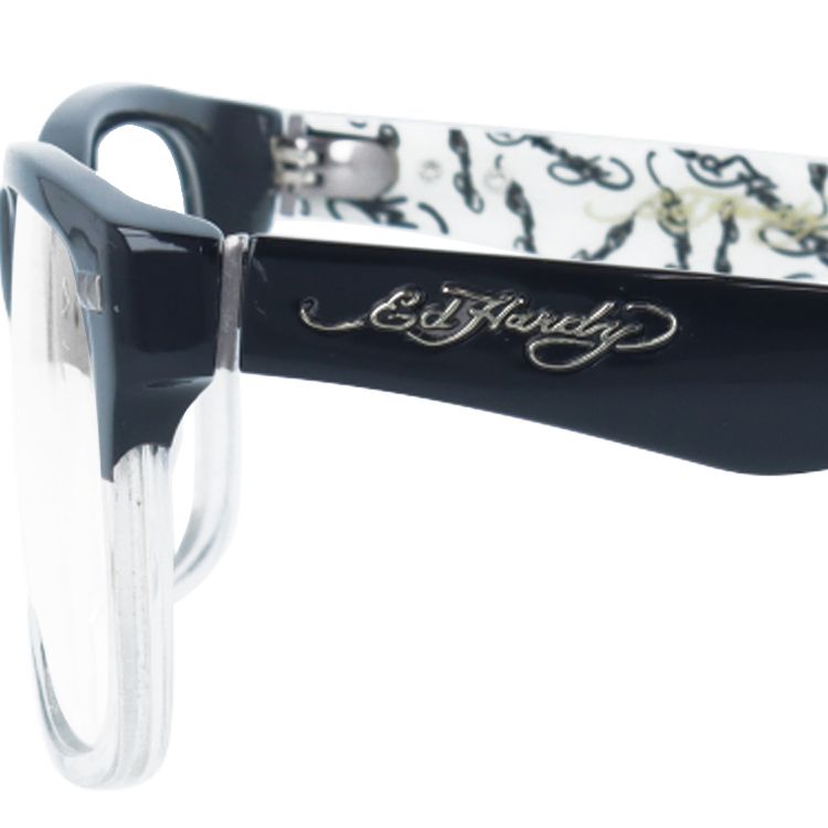 エドハーディー EdHardy メガネ フレーム 眼鏡 度付き 度なし 伊達 EHOA013 3 BLACK CR ブラッククリスタル ウェリントン型 メンズ レディース UVカット 紫外線 ラッピング無料