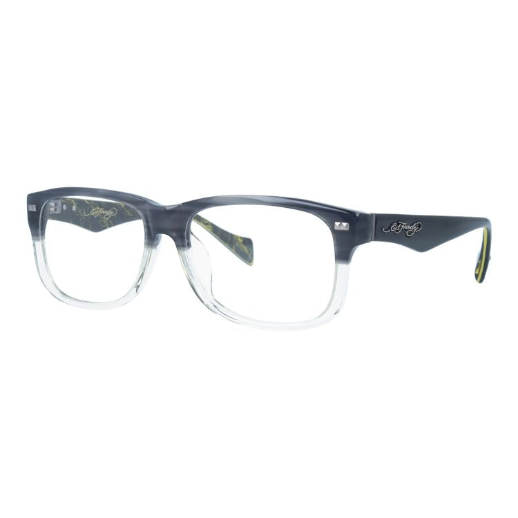 【訳あり】エドハーディー EdHardy メガネ フレーム 眼鏡 度付き 度なし 伊達 EHOA013 4 GREY CR グレイクリスタル ウェリントン型 メンズ レディース UVカット 紫外線 ラッピング無料