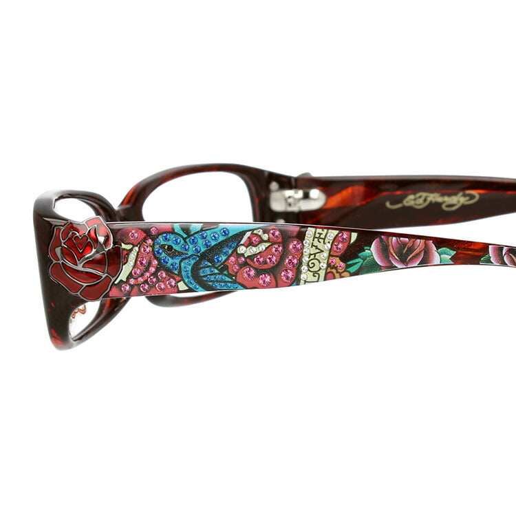 【訳あり】エドハーディー EdHardy メガネ フレーム 眼鏡 度付き 度なし 伊達 EHOA025 4 RED HORN レッドホーン スクエア型 メンズ レディース UVカット 紫外線 ラッピング無料