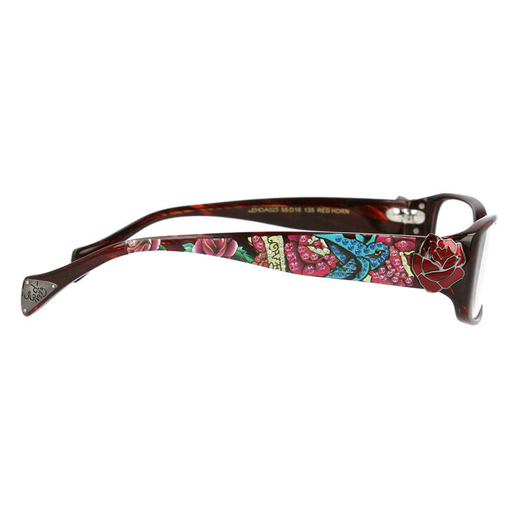 【訳あり】エドハーディー EdHardy メガネ フレーム 眼鏡 度付き 度なし 伊達 EHOA025 4 RED HORN レッドホーン スクエア型 メンズ レディース UVカット 紫外線 ラッピング無料