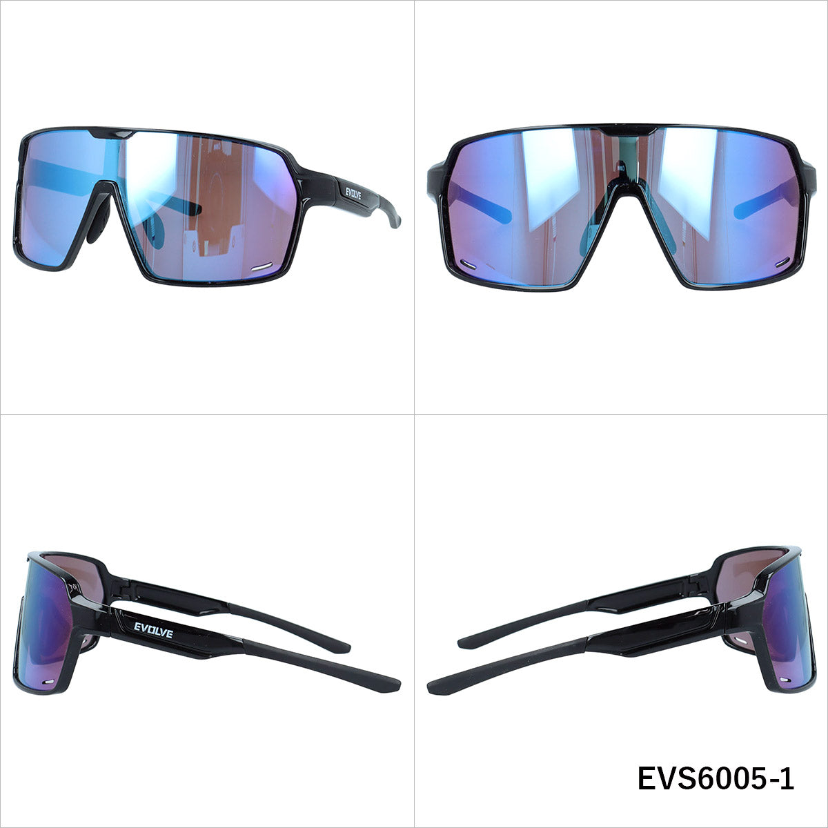 イヴァルヴ サングラス ミラーレンズ アジアンフィット(フレキシブルノーズパッド) EVOLVE EVS6005 152サイズ 全2カラー スポーツ型 ユニセックス メンズ レディース | 一眼タイプ 境目を解消して広範囲に視界滑らか ベンチレーションで曇り防止