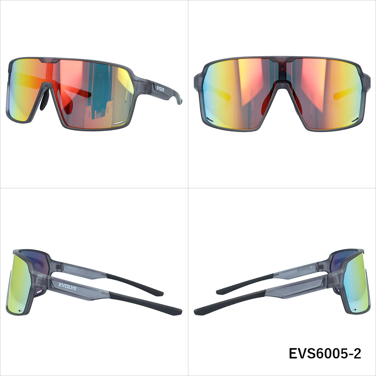 イヴァルヴ サングラス ミラーレンズ アジアンフィット(フレキシブルノーズパッド) EVOLVE EVS6005 152サイズ 全2カラー スポーツ型 ユニセックス メンズ レディース | 一眼タイプ 境目を解消して広範囲に視界滑らか ベンチレーションで曇り防止