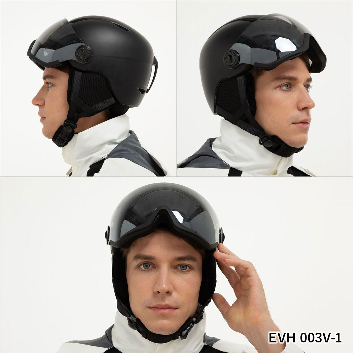 バイザー付き ヘルメット スキー スノーボード スノボ イヴァルブ EVOLVE EVH 003V 全3色 ウィンター スポーツ ゴーグル 一体型 ハードシェル