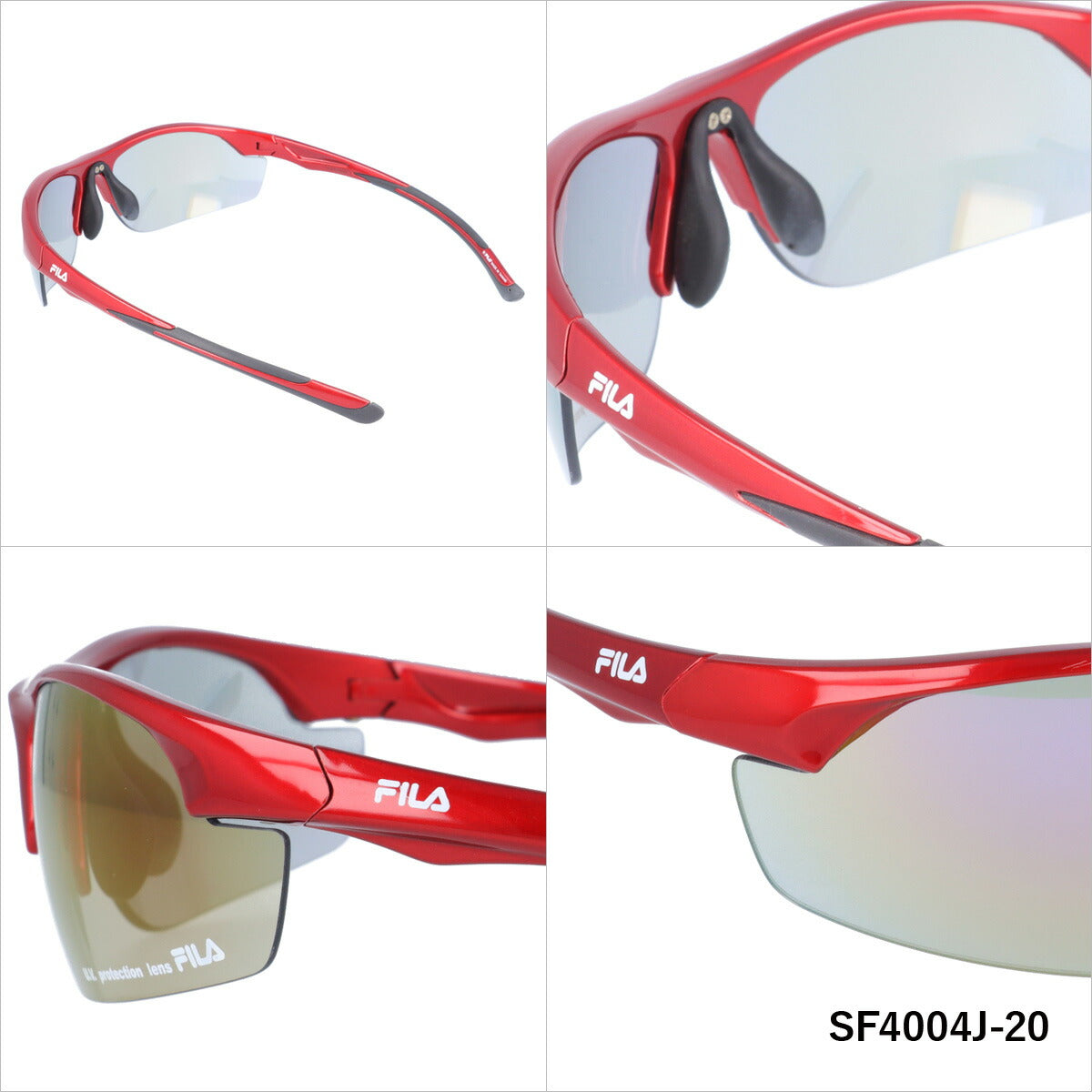 【国内正規品】フィラ サングラス ミラーレンズ アジアンフィット(フレキシブルノーズバッド) FILA SF4004J 全5カラー 70サイズ スポーツ ユニセックス メンズ レディース ハーフリム ラッピング無料