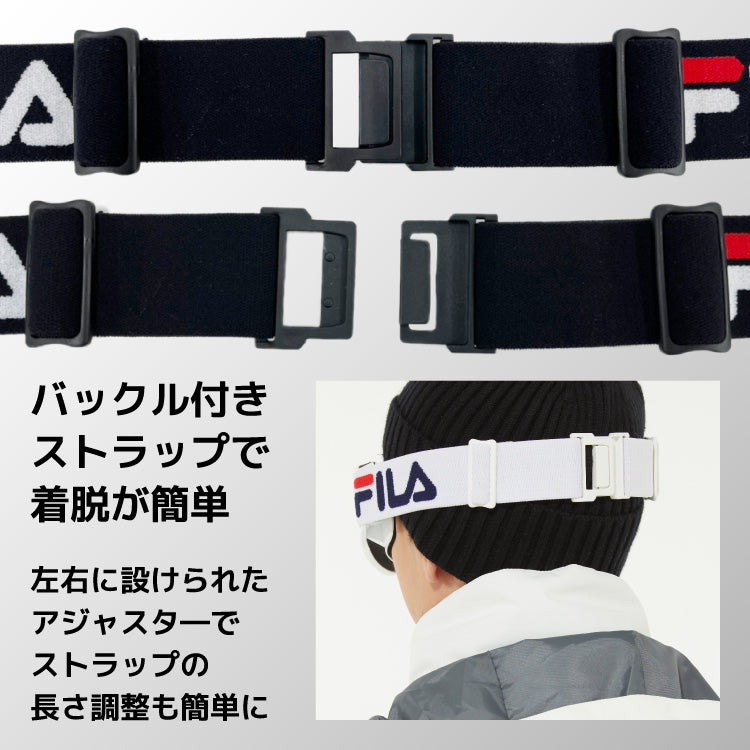 FILA フィラ FLG 1022 眼鏡対応 ミラーレンズ スノーゴーグル スキー スノーボード スノボ 球面ダブルレンズ フレームあり メンズ レディース ウィンタースポーツ 曇り防止 曇り止め 誕生日 プレゼント 男性 女性