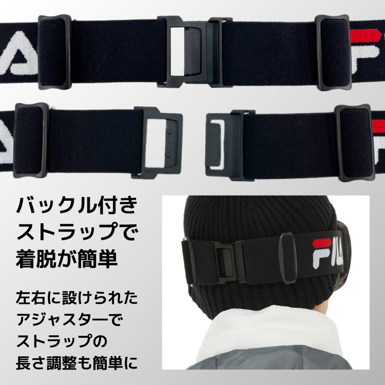 FILA フィラ FLG 1222 眼鏡対応 ミラーレンズ スノーゴーグル スキー スノーボード スノボ 球面ダブルレンズ フレームレス リムレス メンズ レディース ウィンタースポーツ 曇り防止 曇り止め 誕生日 プレゼント 男性 女性