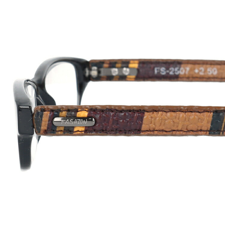 老眼鏡 シニアグラス リーディンググラス FS-2507 ブラック レザーテイストが隠れたオシャレ FASHION READER 老眼鏡 メンズ レディース 父の日 母の日 ラッピング無料