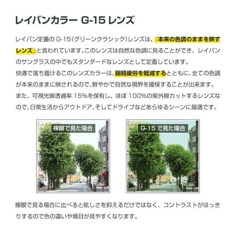 【度付き / カラーレンズ】レイバンカラーG-15 SA VISION 非球面 1.60 AS CASUAL フルカラー85% ダークグリーン Ray-Ban 薄型レンズ 度あり UVカット サングラス 眼鏡 メガネ レンズ交換費無料 他店フレーム交換対応|左右 2枚1組 ラッピング無料