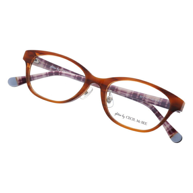 glitter by CECIL McBEE グリッターバイセシルマクビー レディース メガネ 眼鏡 シンプル かわいい GCF 7503-2 50サイズ オーバル型 度付き 度なし UVカット 紫外線 サングラス 伊達 ダテ|老眼鏡・PCレンズ・カラーレンズ・遠近両用対応可能