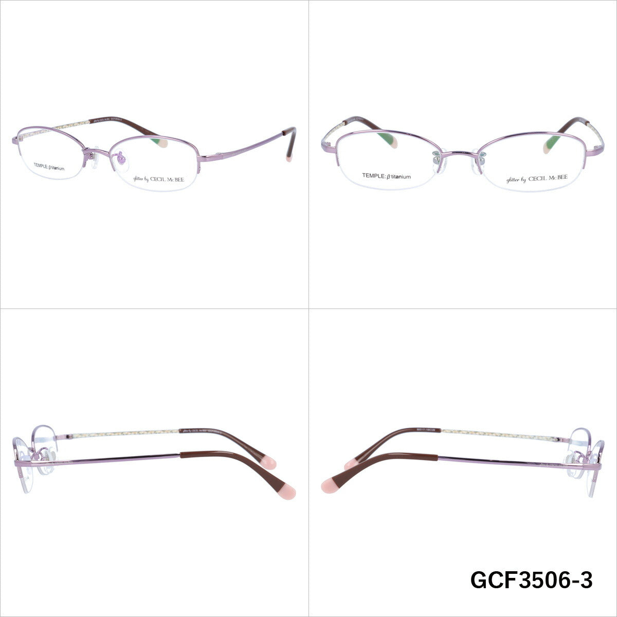 glitter by CECIL McBEE セシルマクビー レディース メガネ 眼鏡 シンプル かわいい GCF 3506 全3色 50サイズ オーバル型 度付き 度なし 紫外線 ブランド サングラス 伊達 ダテ|老眼鏡・PCレンズ・カラーレンズ・遠近両用対応可能 ラッピング無料