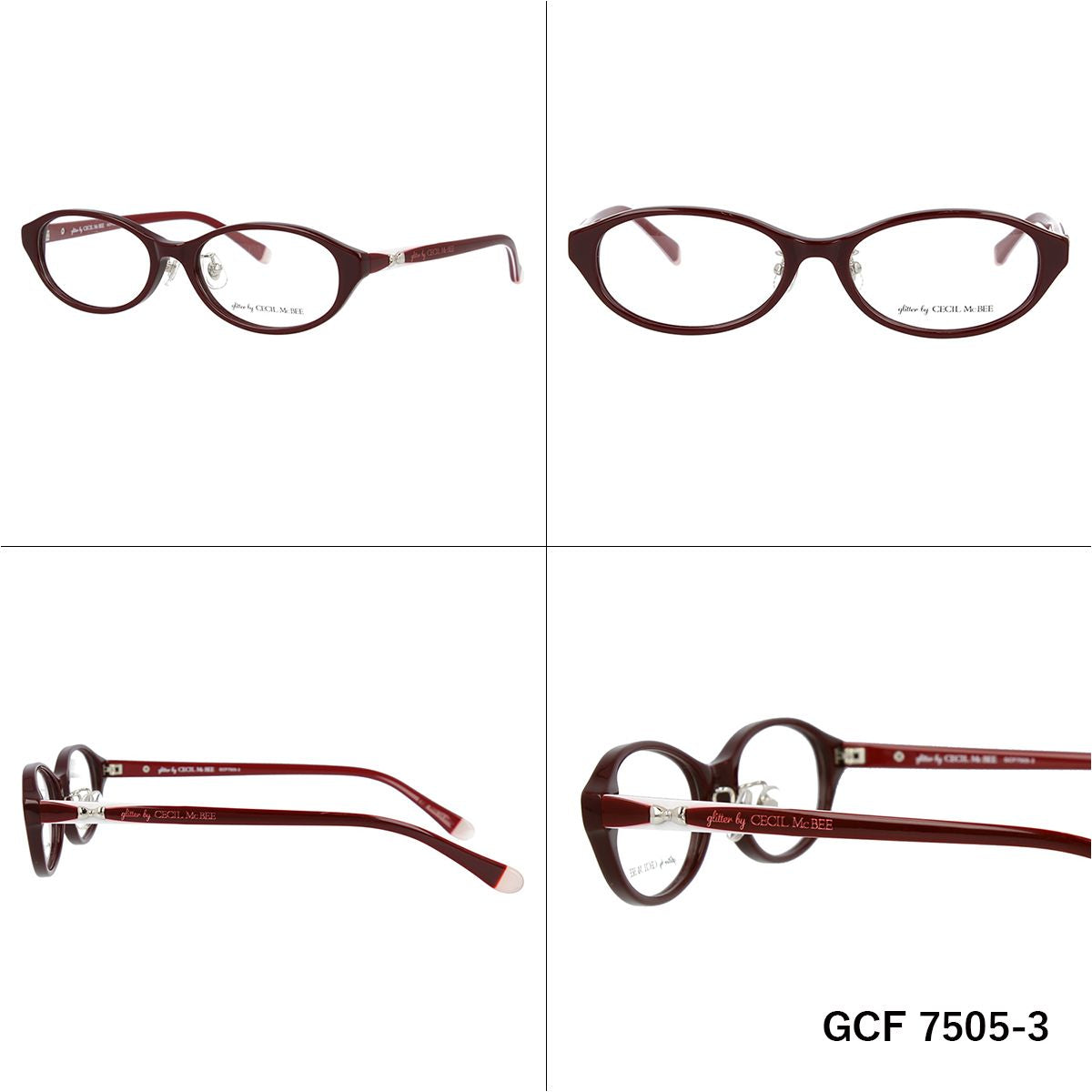 glitter by CECIL McBEE セシルマクビー レディース メガネ 眼鏡 シンプル かわいい GCF 7505 全3色 51サイズ オーバル型 度付き 度なし UVカット 紫外線 ブランド サングラス 伊達 ダテ|老眼鏡・PCレンズ・カラーレンズ・遠近両用対応可能