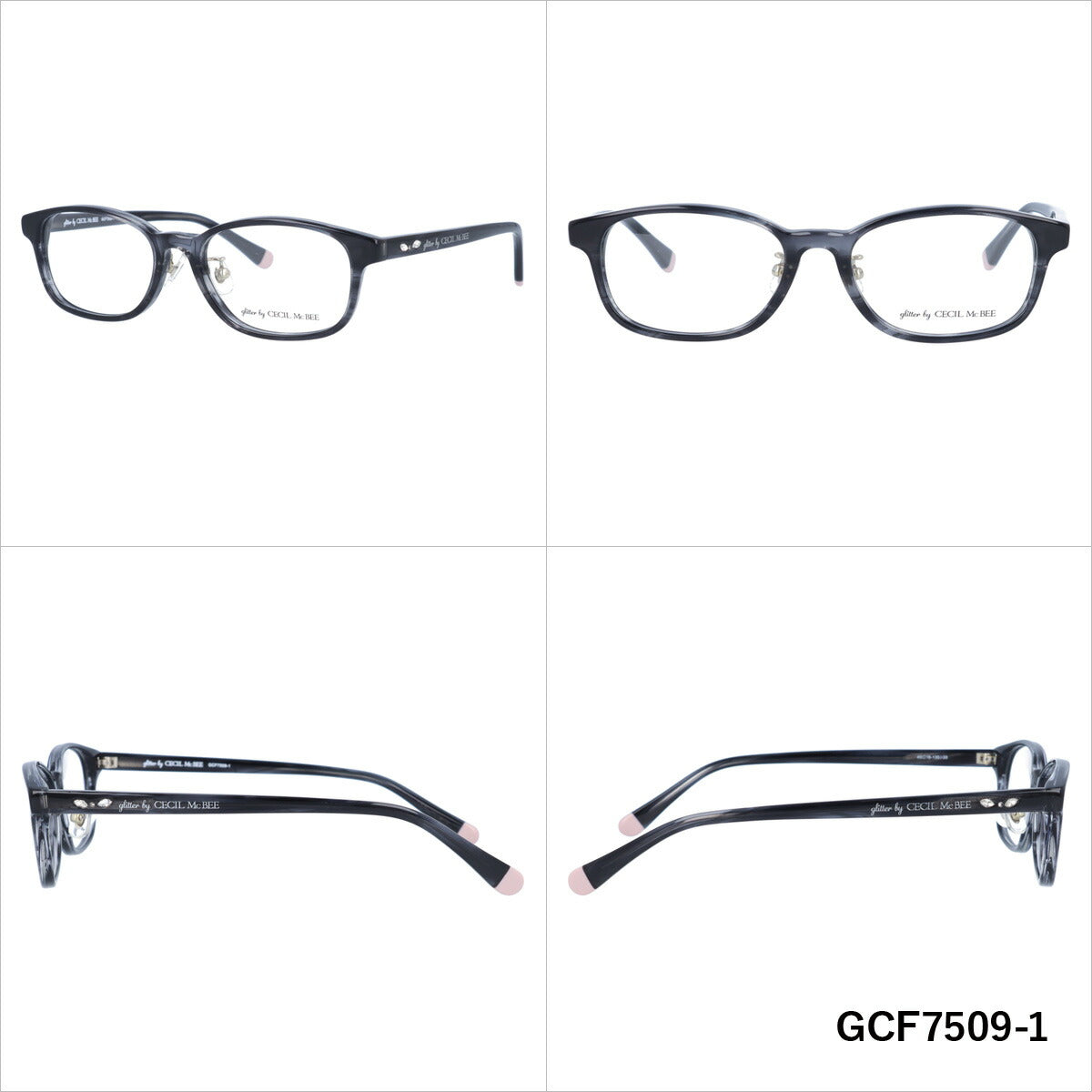 glitter by CECIL McBEE セシルマクビー レディース メガネ 眼鏡 シンプル かわいい GCF 7509 全3色 49サイズ ラインストーン スクエア型 度付き 度なし 紫外線 ブランド サングラス 伊達 ダテ|老眼鏡・PCレンズ・カラーレンズ・遠近両用対応可能