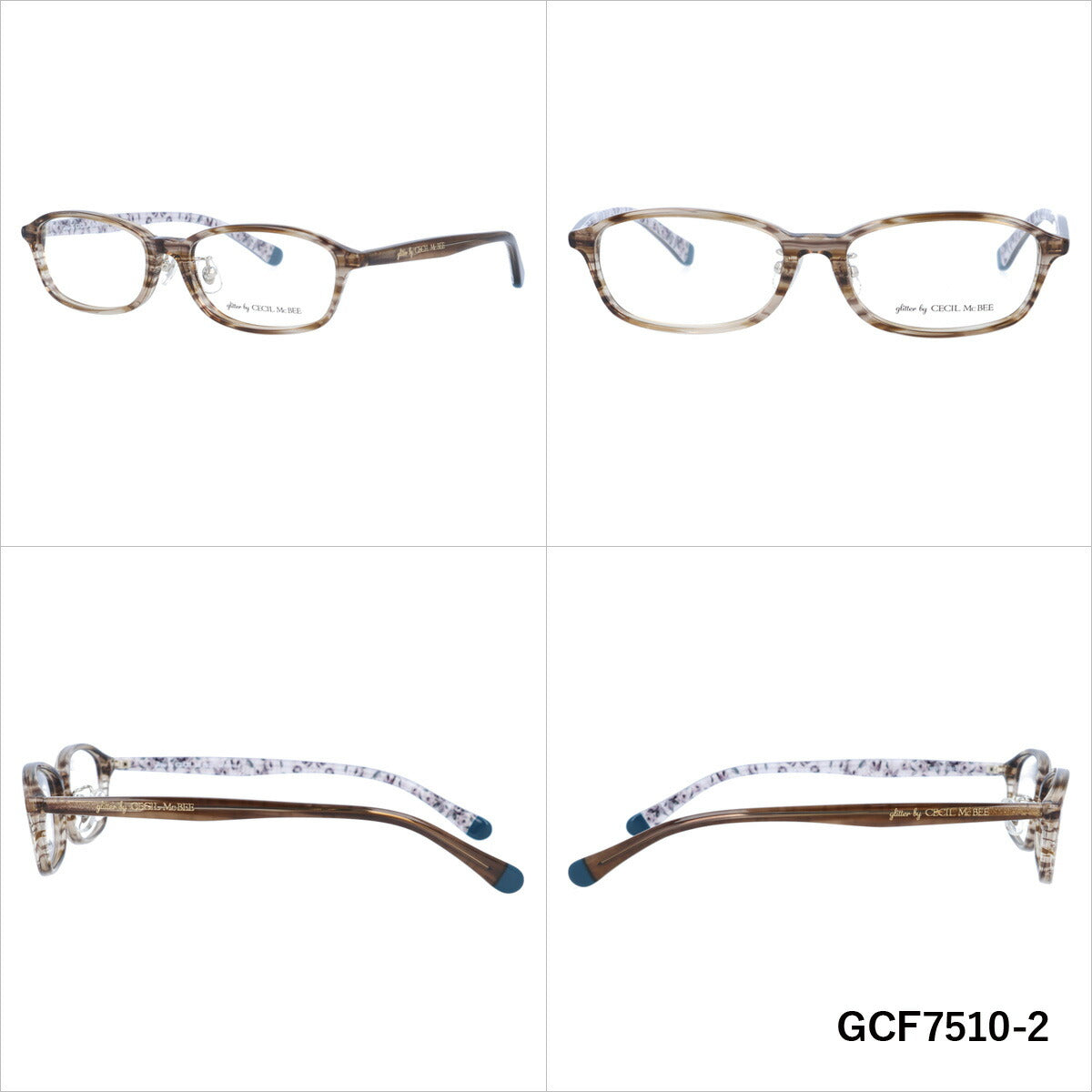 glitter by CECIL McBEE セシルマクビー レディース メガネ 眼鏡 シンプル かわいい GCF 7510 全3色 50サイズ 花柄 スクエア型 度付き 度なし UVカット 紫外線 ブランド サングラス 伊達 ダテ|老眼鏡・PCレンズ・カラーレンズ・遠近両用対応可能