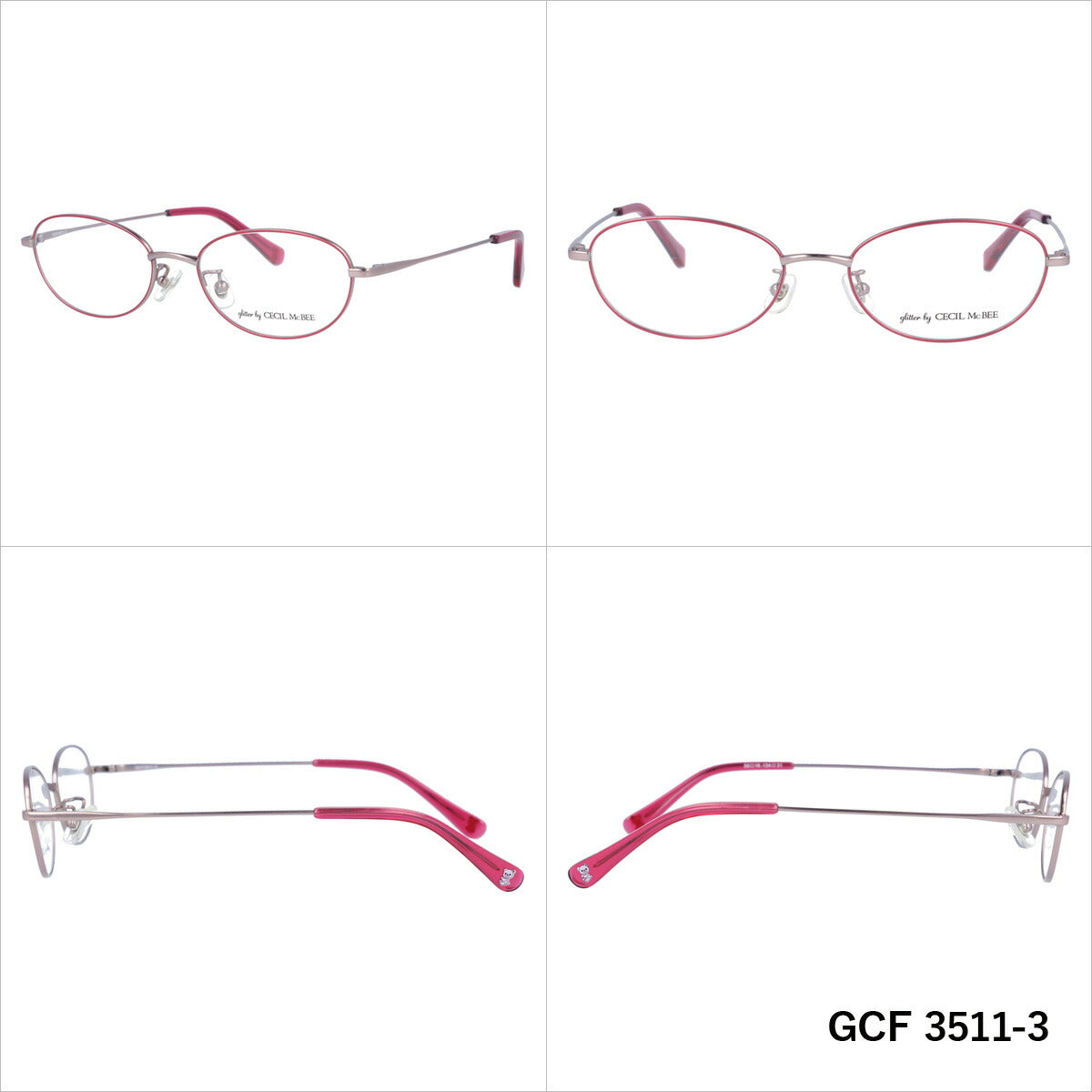 glitter by CECIL McBEE セシルマクビー レディース メガネ 眼鏡 シンプル かわいい GCF 3511 全3色 50サイズ クマ ベア オーバル型 度付き 度なし 紫外線 ブランド サングラス 伊達 ダテ|老眼鏡・PCレンズ・カラーレンズ対応可能 ラッピング無料