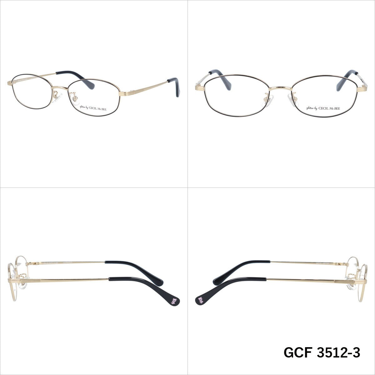 glitter by CECIL McBEE セシルマクビー レディース メガネ 眼鏡 シンプル かわいい GCF 3512 全3色 49サイズ クマ ベア オーバル型 度付き 度なし 紫外線 ブランド サングラス 伊達 ダテ｜老眼鏡・PCレンズ・カラーレンズ・遠近両用対応可能