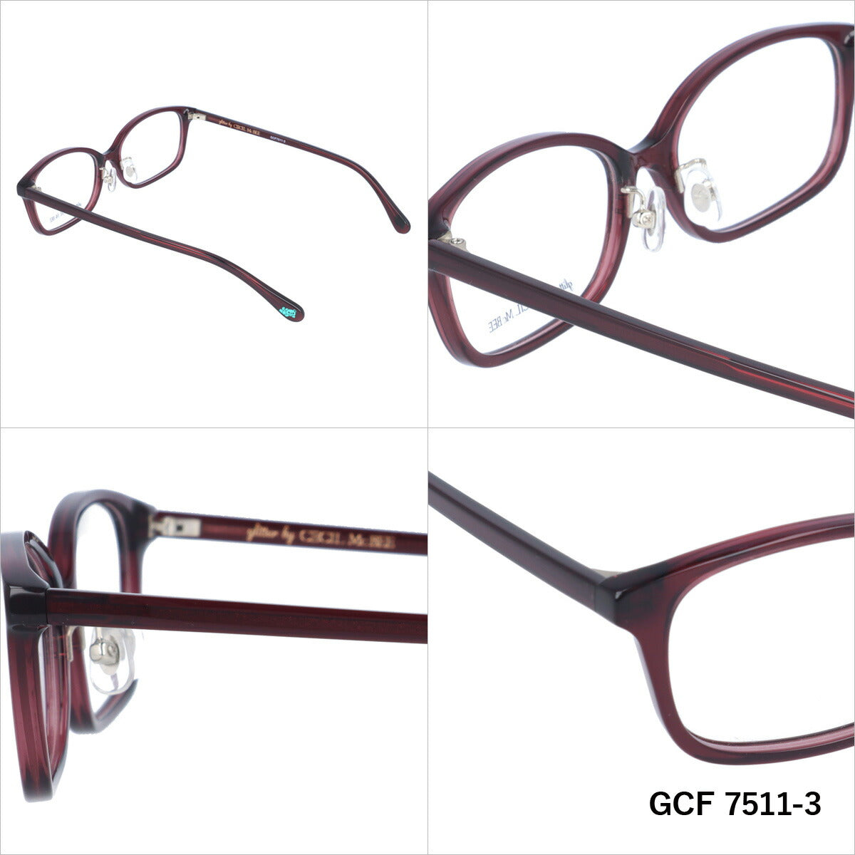 glitter by CECIL McBEE セシルマクビー レディース メガネ 眼鏡 シンプル かわいい GCF 7511 全3色 52サイズ クマ ベア オーバル型 度付き 度なし 紫外線 ブランド サングラス 伊達 ダテ|老眼鏡・PCレンズ・カラーレンズ対応可能 ラッピング無料