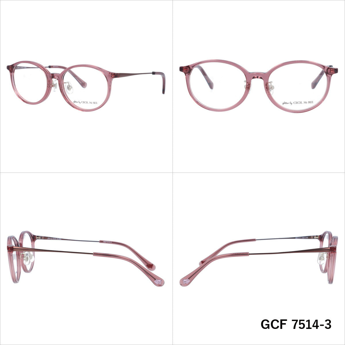 glitter by CECIL McBEE セシルマクビー レディース メガネ 眼鏡 シンプル かわいい GCF 7514 全3色 49サイズ クマ ベア ボストン型 度付き 度なし 紫外線 ブランド サングラス 伊達 ダテ|老眼鏡・PCレンズ・カラーレンズ・遠近両用対応可能