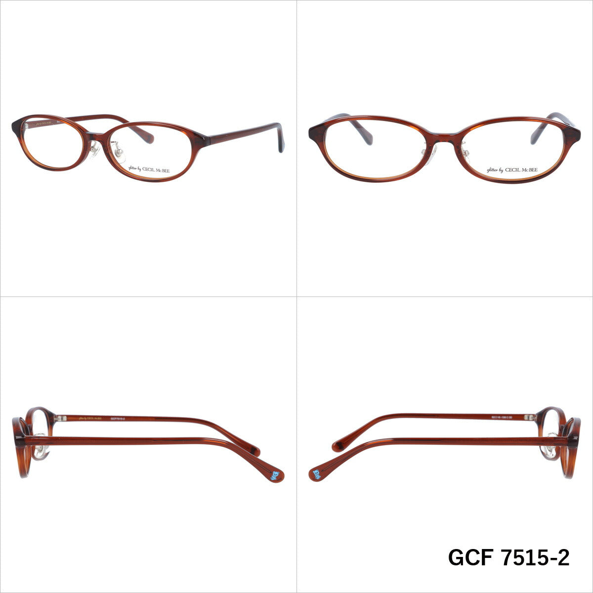 glitter by CECIL McBEE セシルマクビー レディース メガネ 眼鏡 シンプル かわいい GCF 7515 全3色 52サイズ クマ ベア オーバル型 度付き 度なし 紫外線 ブランド サングラス 伊達 ダテ|老眼鏡・PCレンズ・カラーレンズ対応可能 ラッピング無料