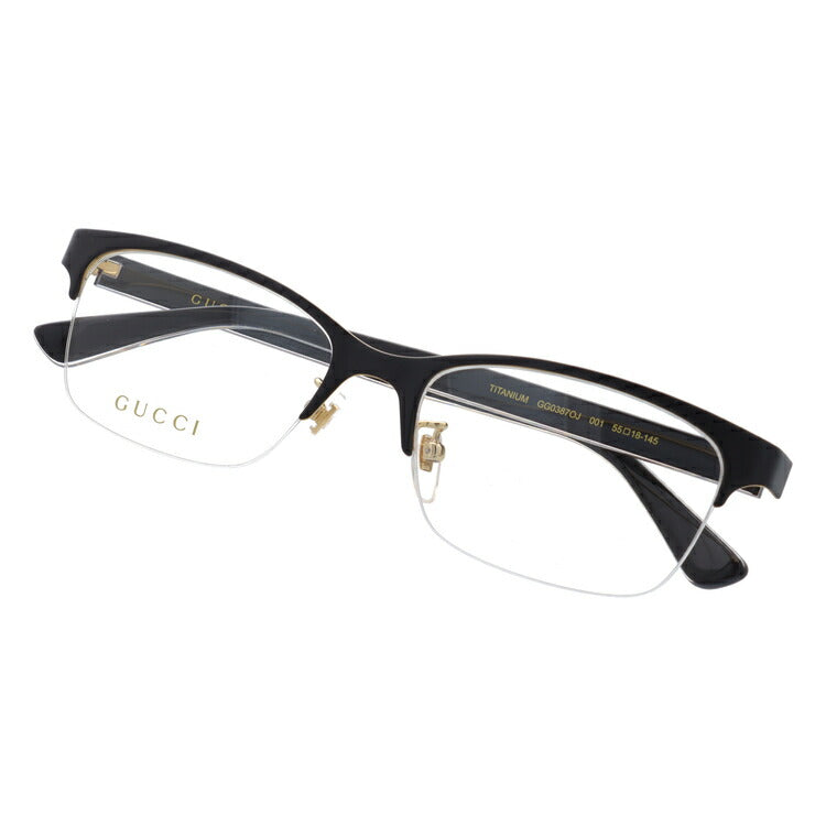 グッチ メガネフレーム 伊達メガネ アジアンフィット GUCCI GG0387OJ 001 55サイズ スクエア ユニセックス メンズ レディース ウェブストライプ ラッピング無料
