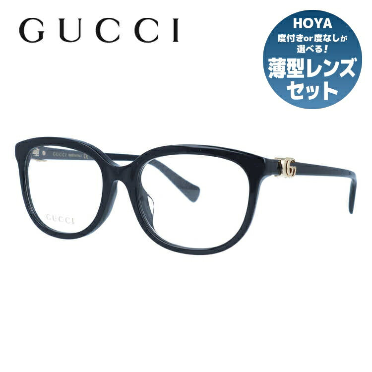 グッチ メガネフレーム 伊達メガネ アジアンフィット GUCCI GG1075OA 001 54サイズ ウェリントン メンズ レディース ダブルG GGマーモント イタリア製