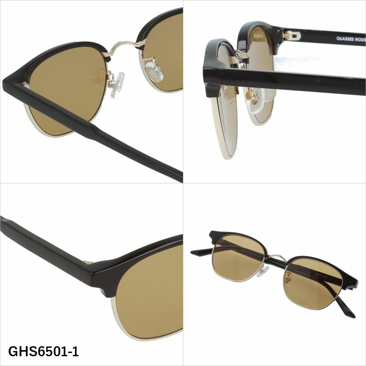 グラスハウス サングラス アジアンフィット(フルフィット) 調整可能ノーズパッド(クリングス) GLASSES HOUSE GHS6501 48サイズ 全3カラー ブロー型 ブローライン サーモント コンビネーションフレーム ユニセックス メンズ レディース