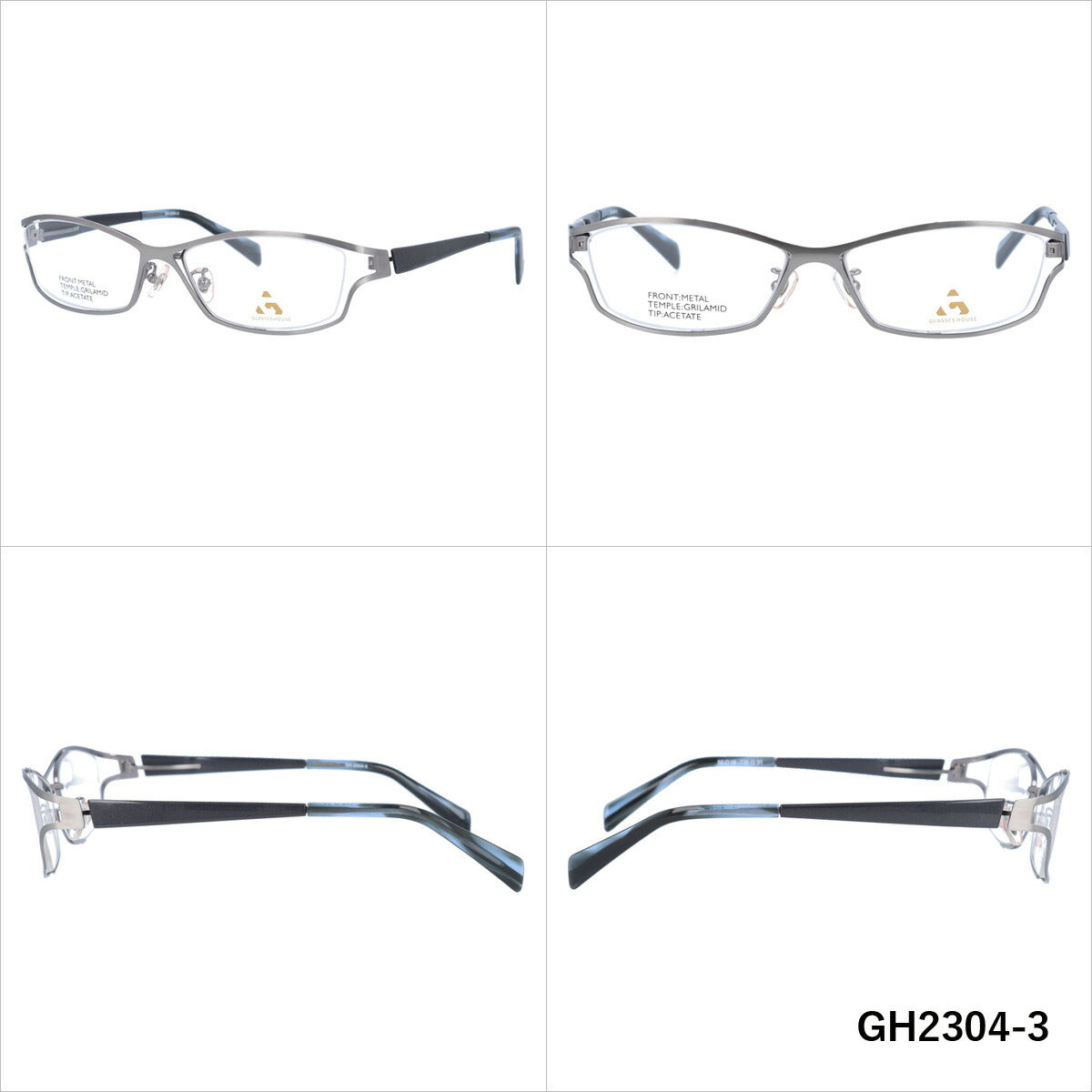 メガネ 眼鏡 度付き 度なし おしゃれ GLASSES HOUSE グラスハウス GH 2304 全3色 55サイズ スクエア型 メンズ レディース UVカット 紫外線 ブランド サングラス 伊達 ダテ|老眼鏡・PCレンズ・カラーレンズ・遠近両用対応可能 ラッピング無料