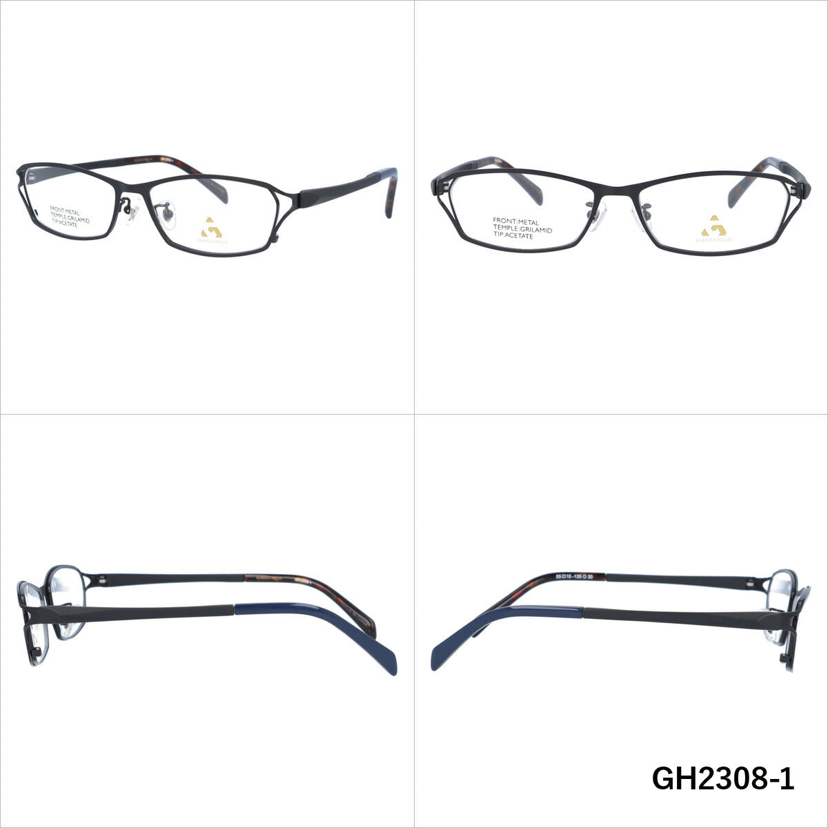 メガネ 眼鏡 度付き 度なし おしゃれ GLASSES HOUSE グラスハウス GH 2308 全4色 55サイズ スクエア型 メンズ レディース UVカット 紫外線 ブランド サングラス 伊達 ダテ｜老眼鏡・PCレンズ・カラーレンズ・遠近両用対応可能 ラッピング無料